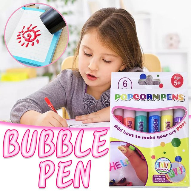 Magische Puffy Blasen Stifte für kreative 3D-Zeichnungen, Set mit 6 Farben, Mehrfarbig, 60 ml - Bild 1