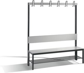 C+P Garderobenbank Basic Plus mit Rückenlehne und Schuhrost, Gestell Schwarzgrau, Dekor Silbergrau, H 165 x B 150 x T 40,7 cm - Bild 1