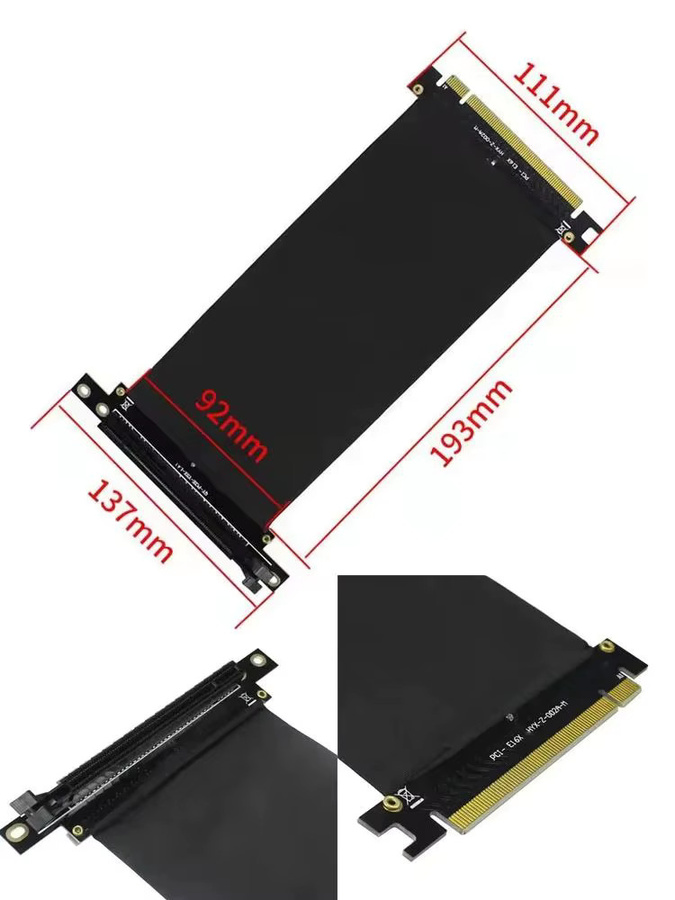 OULLX PCI-E 3.0 16X Grafikkarten-Verlängerungskabel GPU Ribbon Adapter Konverter, Schwarz, Länge: 20 cm - Bild 5