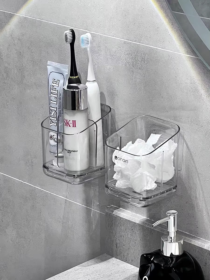 Enyawell Elektrischer Zahnbürstenhalter für das Badezimmer, Wandhalterung aus Kunststoff in Transparent, Selbstklebender Organizer ohne Bohren - Bild 2