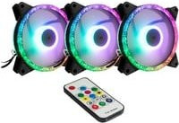 Inter-Tech Argus RS-07 RGB Gehäuselüfter Set in Schwarz mit Fernbedienung, B/H/T: 120 x 120 x 25 mm, Multicolour - Bild 1