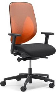 Giroflex Bürostuhl 353 mit Armlehnen, Auto-Synchronmechanik, Muldensitz und 3D-Netz-Rückenlehne in Orange/Schwarz - Bild 1