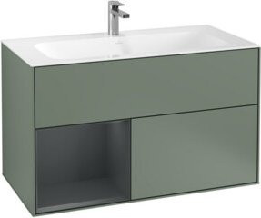 V&B Waschtischunterschrank Finion mit Wandbeleuchtung, Lackiert, Breite: 99,6 cm, Tiefe: 49,8 cm - Bild 1