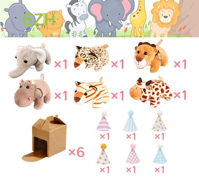 Linyi toy Mini-Dschungeltier-Plüschtiere, Bunt, 6-48 Sets - Bild 1