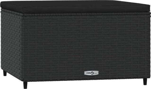 vidaXL Gartenhocker aus Polyrattan mit Kissen in Schwarz - Bild 1