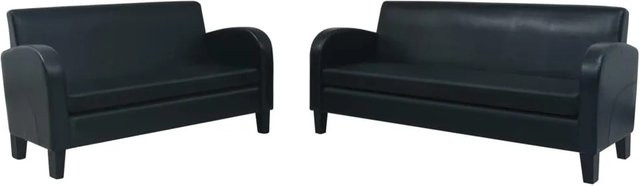 vidaXL 2-teiliges Sofa-Set aus Kunstleder in Schwarz mit Massivholzrahmen für dein Wohnzimmer - Bild 1
