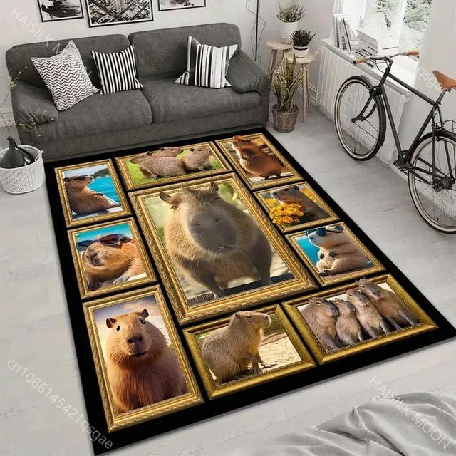Karpetti Capybara Druck Teppich, rutschfeste Bodenmatte aus Polyester, mehrfarbig, B/T: 80 x 50 cm - Bild 1