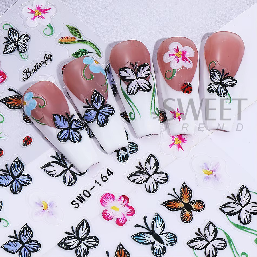 SWEET TREND Nagelaufkleber Schmetterling und Lilienblüten, 2 Stück, Glänzend - Bild 3