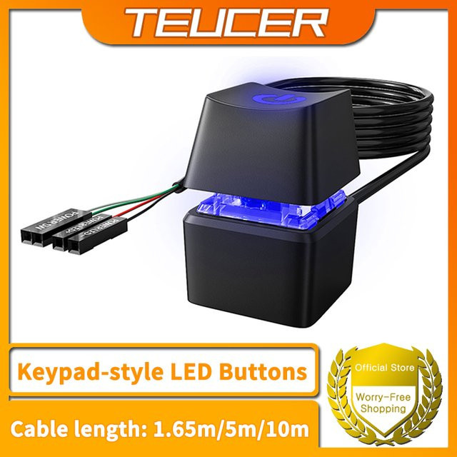 TEUCER LED PC Power-Taste Verlängerungskabel für Desktop Motherboard in Schwarz - Bild 1