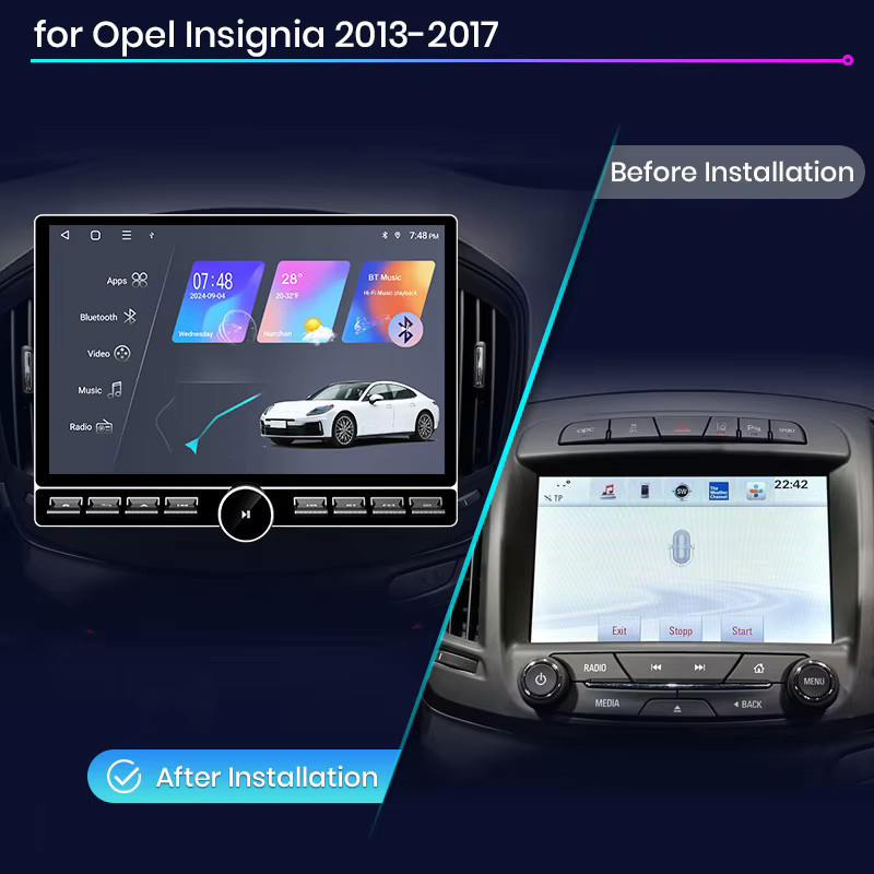 Junsun QLED Wireless CarPlay Android Auto Autoradio für Opel Insignia 2013-2017, 13,1 Zoll, Schwarz, mit GPS und Bluetooth - Bild 2