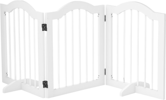 PawHut Hunde Absperrgitter Konfigurationsgitter 3-teilig aus MDF mit zwei Stützfüßen, weiß, B/T/H: 154,5 x 29,5 x 61 cm - Bild 1