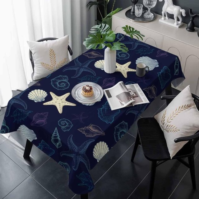 Rechteckige Tischdecke von JMG Household Supplies mit Aquarell-Strandmotiv in Blau, B/B/H: 100 x 160 cm - Bild 1
