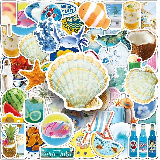 Rspctou Sommer Ästhetik Kunst-Aufkleber, 10-teiliges Set, multicolour - Bild 1