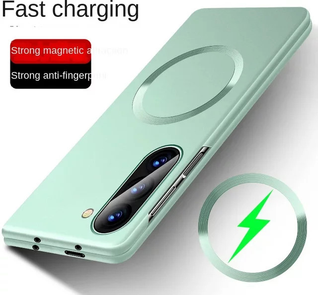Ultradünne und harte Handyhülle mit MagSafe für Samsung Galaxy Z Fold 6, 5, 4, 3 in Silber mit mattem Finish und Kameraschutz - Bild 1