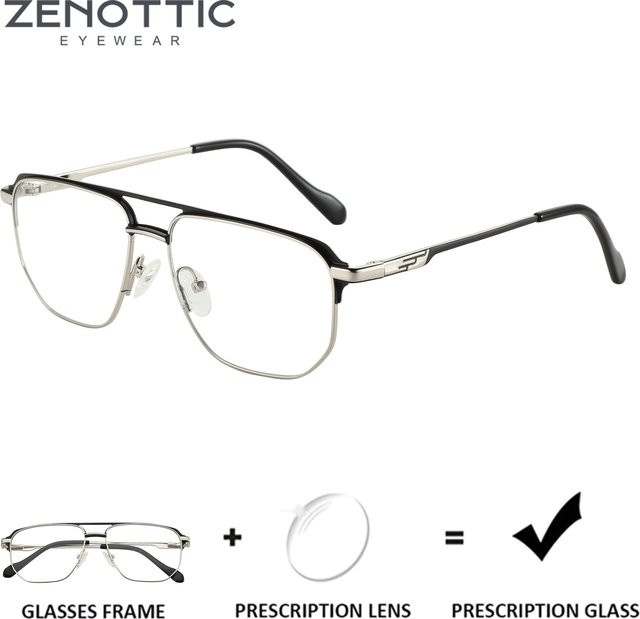 ZENOTTIC 2026 Aviator Korrektionsbrille, Metall, Vollrand, Silber, Herren - Bild 1