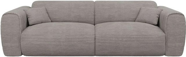 Vente-unique Schlafsofa Pognia in Hellgrau mit Samtbezug und Sitzbreite: 236 cm - Bild 1