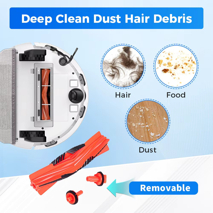 WINDNINJA Ersatzteil-Set für Xiaomi S40/OV81 Roboter-Staubsauger mit Wischtuch, Hepa-Filter, Staubbeutel, Hauptbürste und Seitenbürste aus Kunststoff - Bild 2