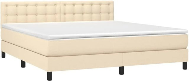 vidaXL Boxspringbett mit Matratze in Beige, Hybrid-Design mit LED-Unterbettbeleuchtung und USB-Ladeport, B/T/H: 160 x 200 cm - Bild 1