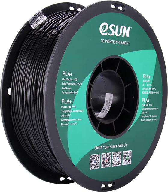 eSUN PLA+ 3D-Drucker-Filament Schwarz, Durchmesser: 1,75 mm, 1 kg Spule - Bild 1