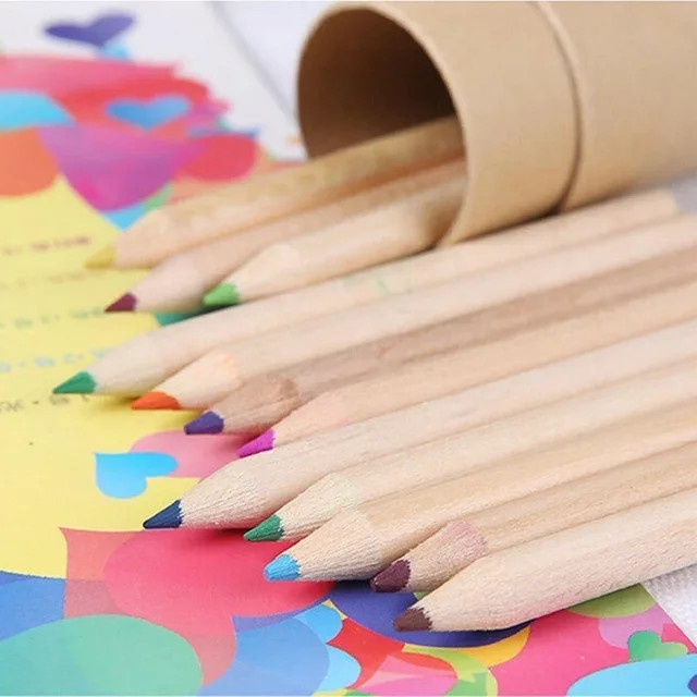 12er Set Holz-Buntstifte in 12 Farben mit Spitzer für Künstler und Kinder - Bild 1