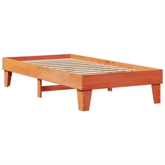 vidaXL Massivholzbett aus Kiefernholz in Wachsbraun, rustikales Bett ohne Matratze, B/T: 78,5 x 190 cm - Bild 1