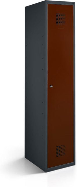 rotstahl Kleiderspind mit 1 Tür in Mahagoni und anthrazitgrauem Korpus, B/T/H: 40 x 50 x 180 cm - Bild 1