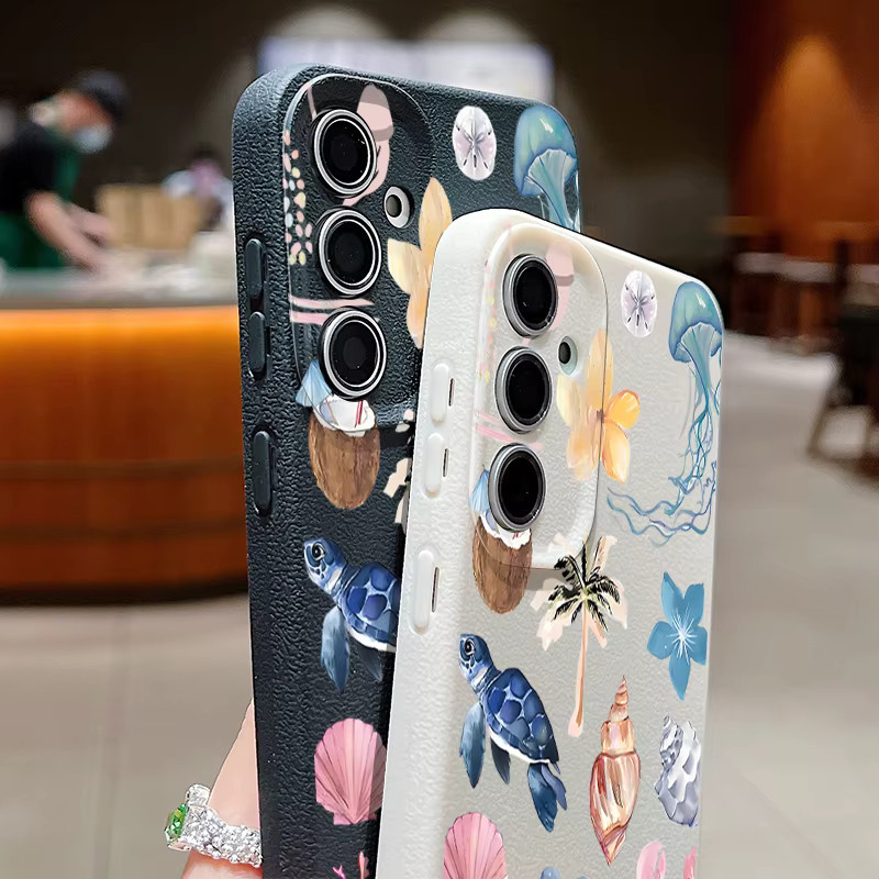 Handyhülle mit Ocean Life Theme Print für Samsung Galaxy S25 Ultra S24 FE S23 S22 sowie A56 A36 A26 A55 A16 A15 A54 A14 5G in Schwarz und Multicolour Soft Cover - Bild 3