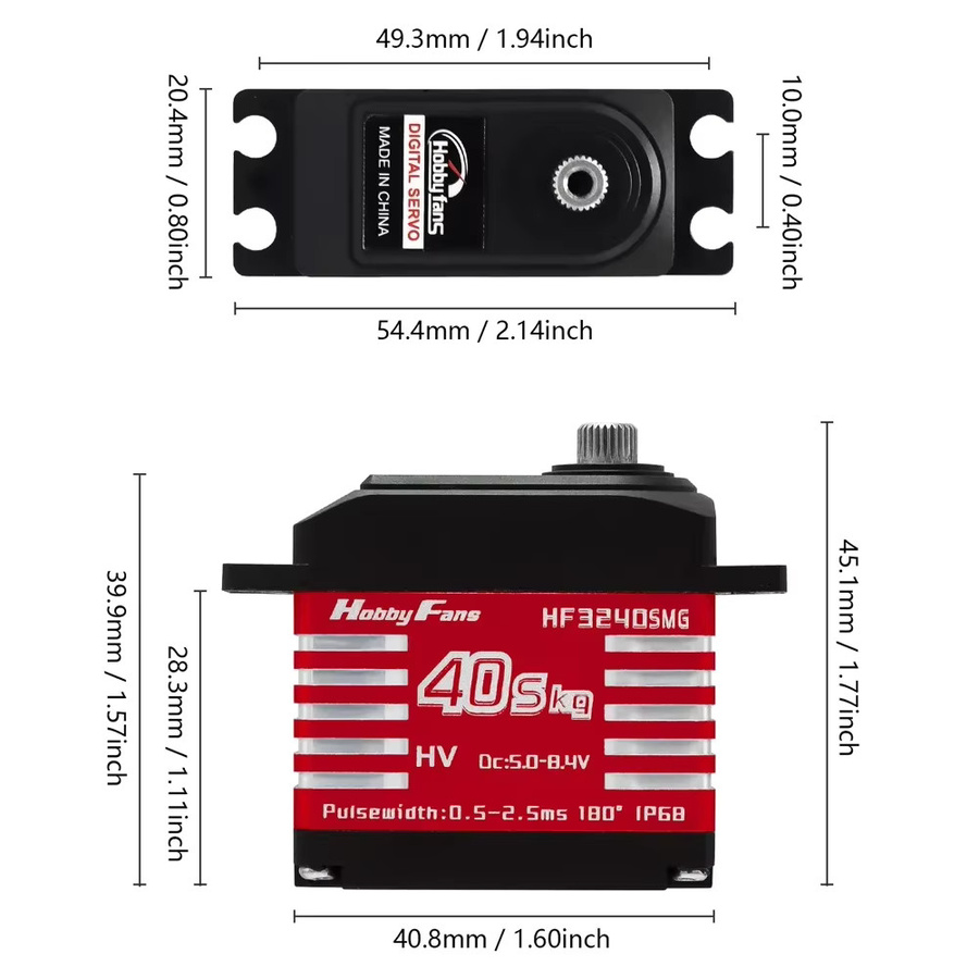 stemedu HF3240SMG Metallgetriebe Digital Servo, Bürstenloser Motor, 180 Grad Winkelsteuerbar, Schwarz - Bild 5