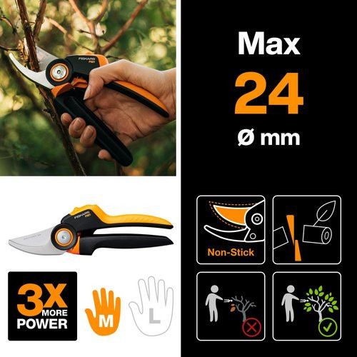 Fiskars X-series P921 Bypass-Gartenschere in Schwarz-Orange mit Stahlklingen - Bild 3
