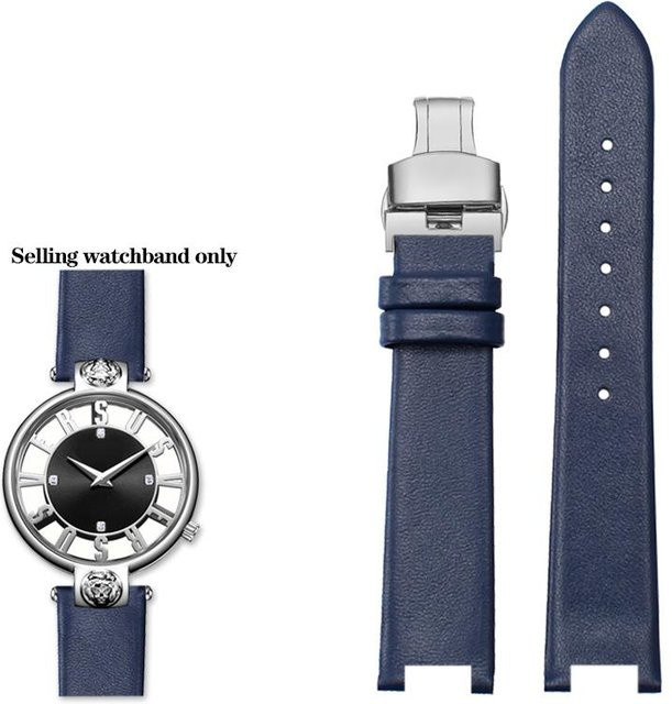 Solsticef Uhrenarmband Leder, Blau, Weiß, Grau, Damen, 16 mm, 10 mm - Bild 1