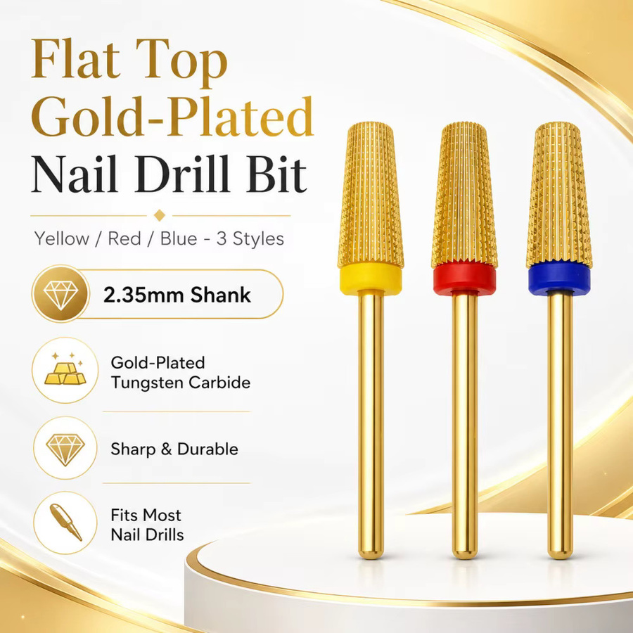 Easy Nail 5-in-1 Goldbeschichteter Hartmetall-Nagelbohrer, Unisex, Metallic - Bild 2