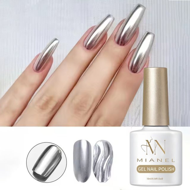 MIANEL Nagellack, Silber, Metallic, Spiegel-Effekt - Bild 1