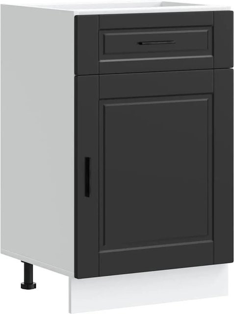 vidaXL Küchenunterschrank Porto in Schwarz, modern mit Schranktüren aus Holzwerkstoff, B/T/H: 50,0 x 46,0 x 81,5 cm - Bild 1