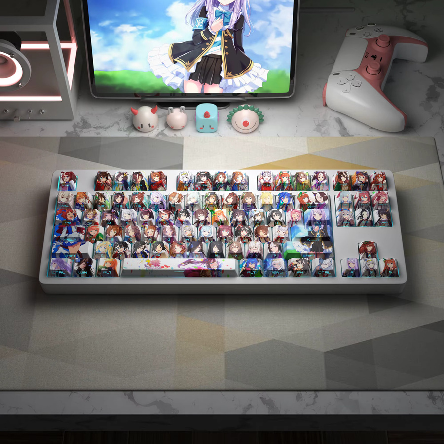 Uma Musume Pretty Derby Tastenkappen Tokai Teio Design, 124 Stück, PBT Material, Multicolor, für mechanische Tastaturen - Bild 3