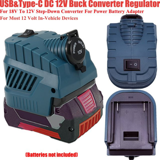 HAKSINKY DC 12V Konverter Regler für Bosch GBA 18V Li-Ion Akku, 240W Netzteil mit Zigarettenanzünder für Fahrzeug und Kühlschrank - Bild 1