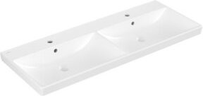 V&B Avento Schrank-Doppelwaschtisch in Weiß, Eckausführung mit 2 Hahnlöchern, Breite: 120 cm, Tiefe: 47 cm - Bild 1