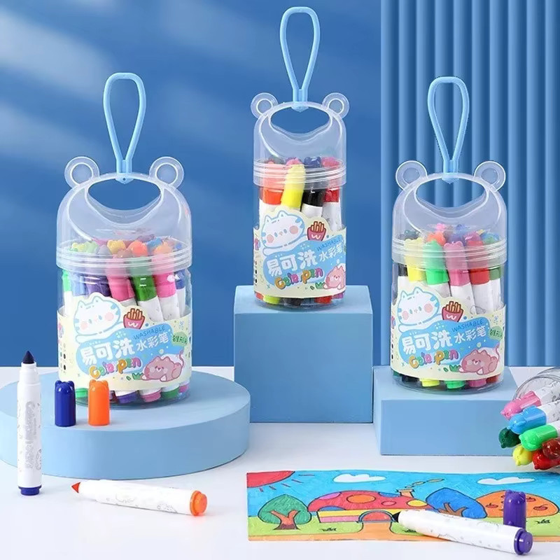 Kissbuty Abwaschbare Marker für Kinder, Set mit 12 Farben in Bunt / Mehrfarbig, Malmarker mit Bullet-Spitze für Jungen und Mädchen - Bild 2