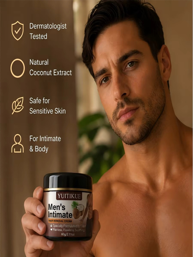 YUITIKUE Intim-Haarentfernungscreme für Männer, Kokosöl, 60 g - Bild 6