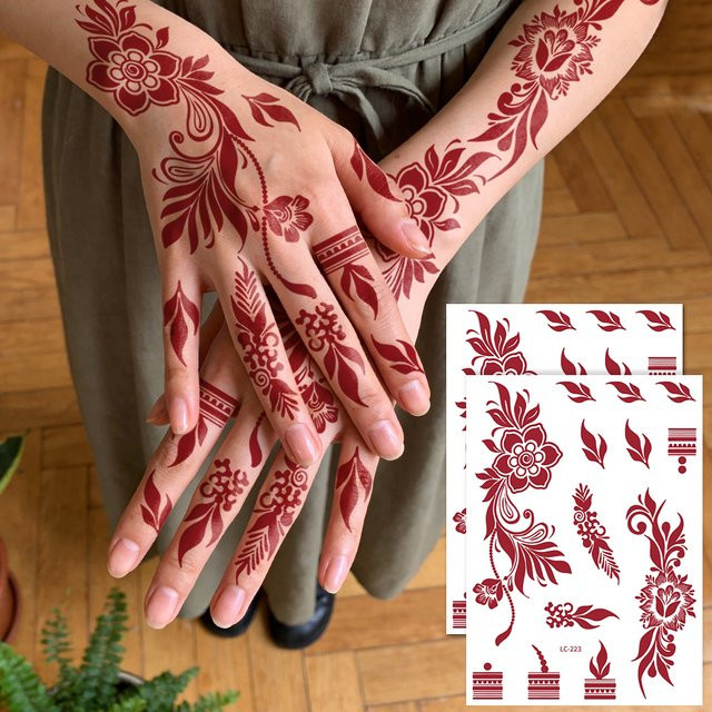 ROCOOART Nagel-Tattoo-Aufkleber, Henna-Blumenmuster, Unisex - Bild 1