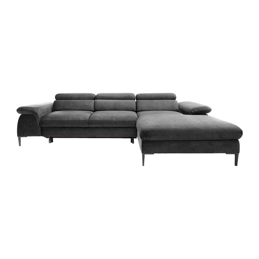Vente-unique Schlafsofa Sepina in Anthrazitgrau mit Samtbezug und Schlaffunktion, L-Form, Breite: 288 cm - Bild 2