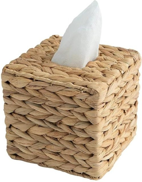 Taschentuchbox aus geflochtener Wasserhyazinthe von Cherish Eyes in Beige - Bild 1