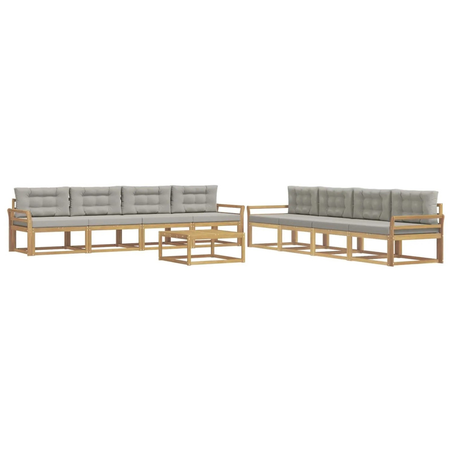 vidaXL Outdoor-Sofagarnitur aus Akazienholz in Weiß, Grau und Braun mit 9 Teilen, L-Form, B/T/H: 79 x 79 x 37 cm - Bild 2