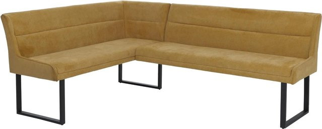 MCW Eckbank O81 Esszimmerbank aus Chenille Stoff und Metall in Senfgelb B/T/H: 159 x 210 x 84 cm - Bild 2