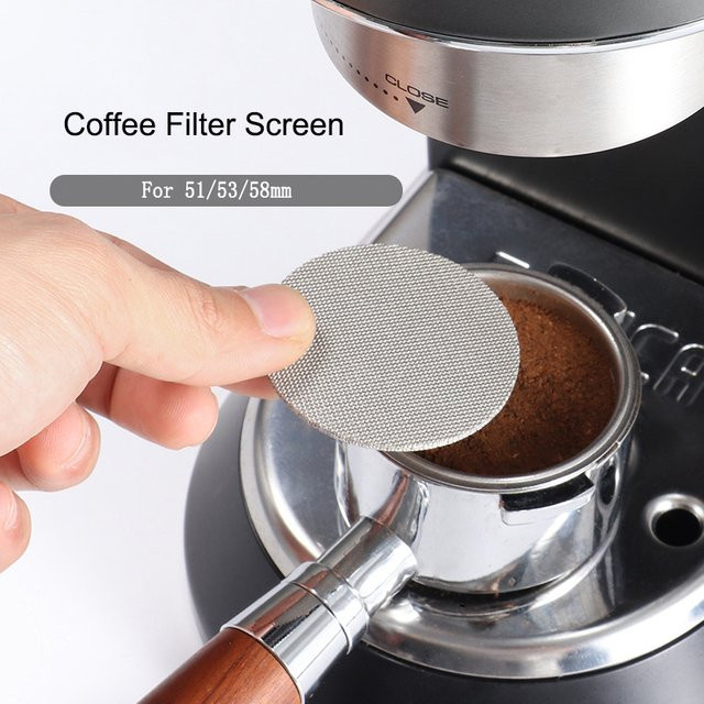 Wiederverwendbares Espresso Puck Sieb aus Metall in Silber, feines Netz für Barista Kaffeezubereitung, Durchmesser: 51 mm, 53 mm oder 58 mm - Bild 1