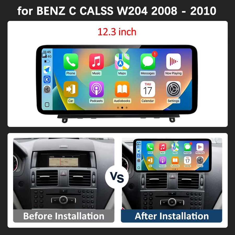 LIARO-NAVI Multimedia Video Player für Mercedes Benz C-Klasse W204 (2008-2010) mit Android System, Carplay, 2,5D Bildschirm, WiFi, GPS, 4G und Bluetooth in Schwarz - Bild 6