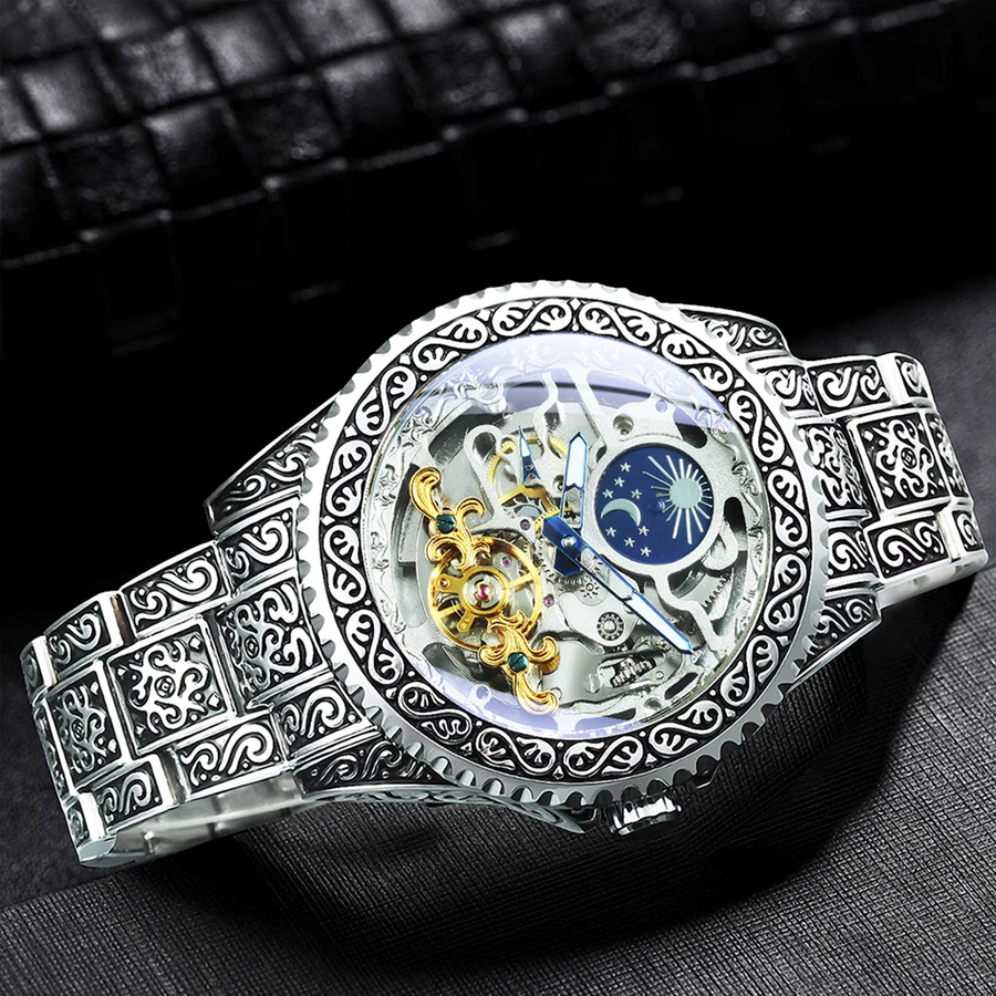 Forsining Armbanduhr Automatik, Gold, Edelstahl, Mondphase, Herren - Bild 2