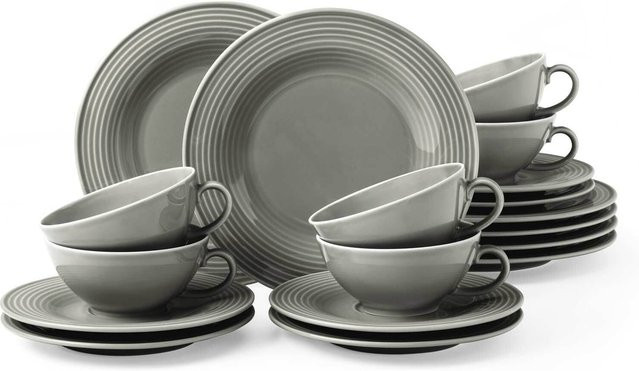 Seltmann Weiden Teeservice Beat Color Glaze aus Porzellan, 18er Set, Grau - Bild 1