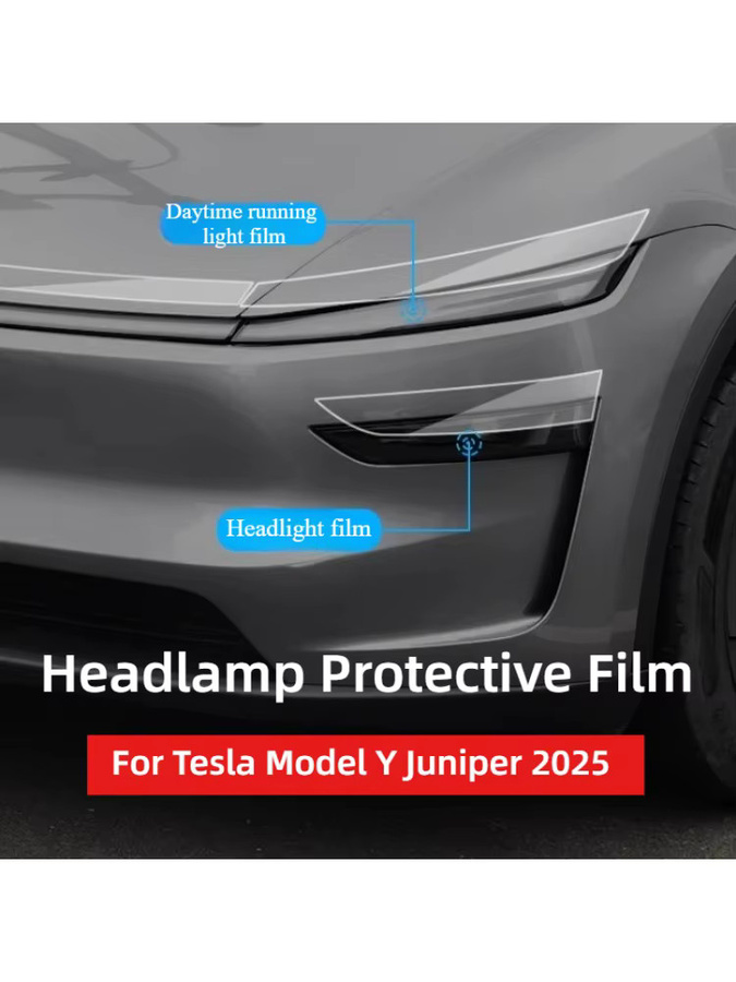 Scheinwerferschutzfolie für Tesla Model Y Juniper 2025 aus TPU in Schwarz und Transparent - Bild 5