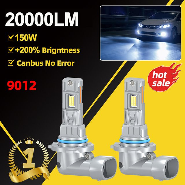 Roadsun Universal LED Canbus Scheinwerfer 9012 HIR2 20000LM mit 3570 Chip in Silber - Bild 1