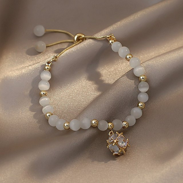 Armband Katzenaugen-Steinperlen, Strass-Kristall-Anhänger, Damen - Bild 1